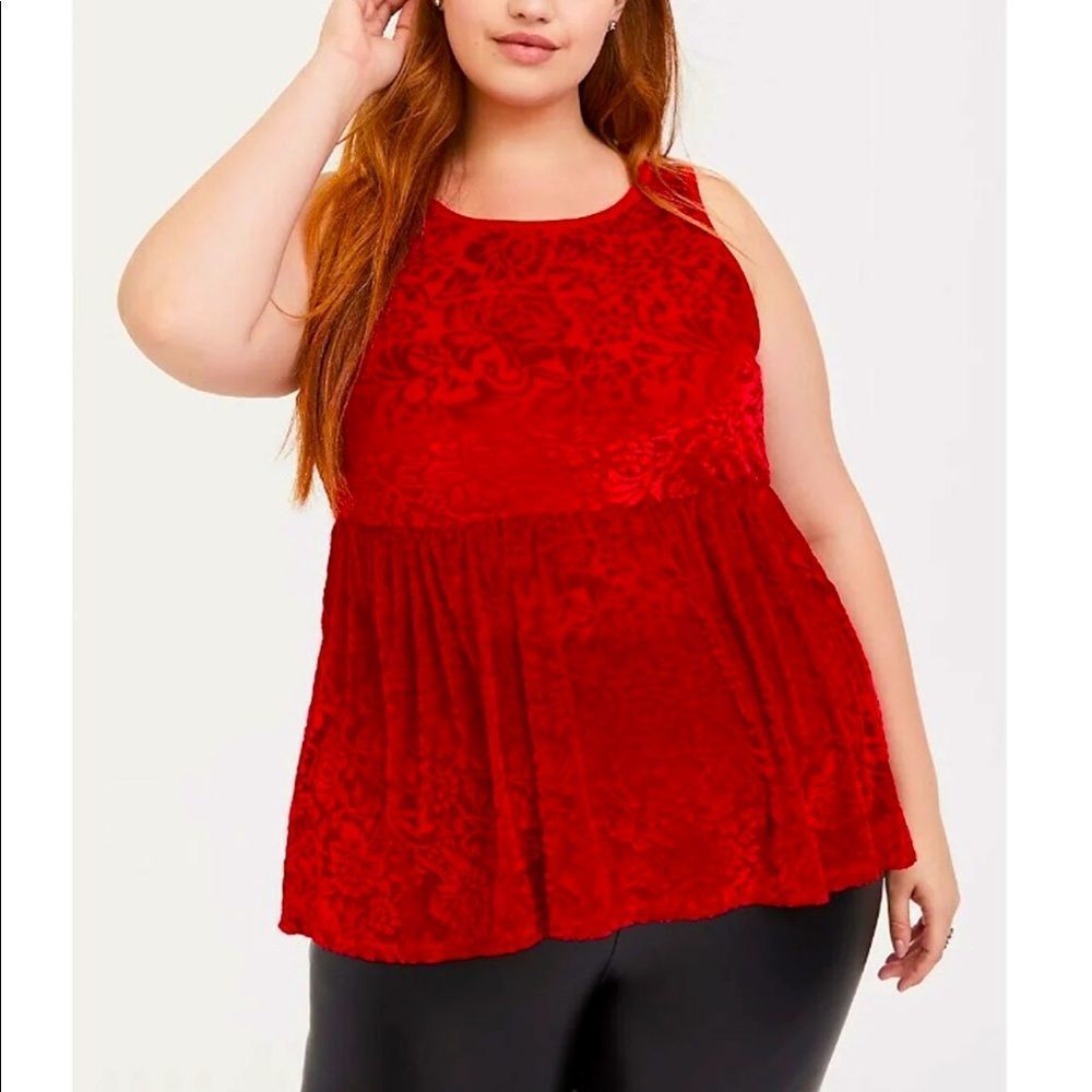 Like New Torrid Red Velvet Peplum Top